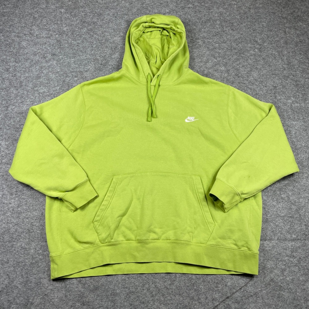 Nike Hoodie Mens 3XL Green Club Fleece Pullover Swoosh Long Sleeve Sportswear